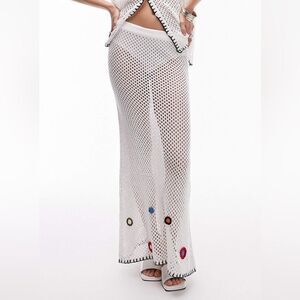 Topshop Flower Knit Crochet Maxi Skirt